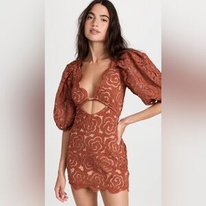 For Love And Lemons Letitia Puff Sleeve Cutout Mini Dress XS NWT